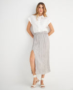 Camisa manga sisa con pieza para mujer - Crudo