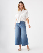 Camisa con bolsillos de parche para mujer - Blanco