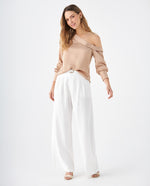 Camisa de tela fluida para mujer - Beige