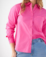 Camisa con bolsillo de parche para mujer - Rosa