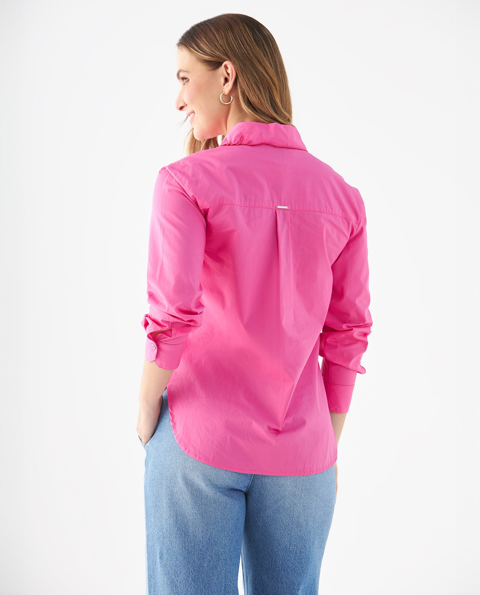 Camisa con bolsillo de parche para mujer - Rosa 34_419F036_ROS182333_4