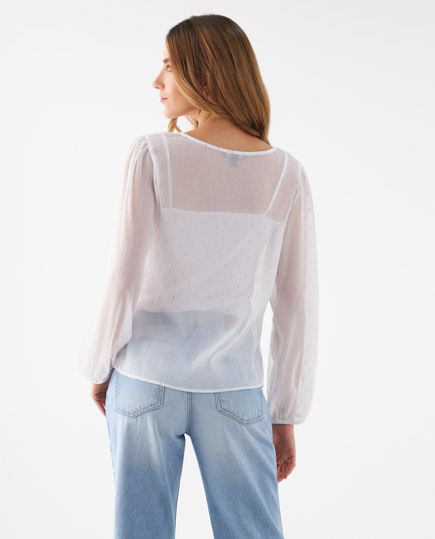 Camisa con detalles brillantes para mujer - Crudo