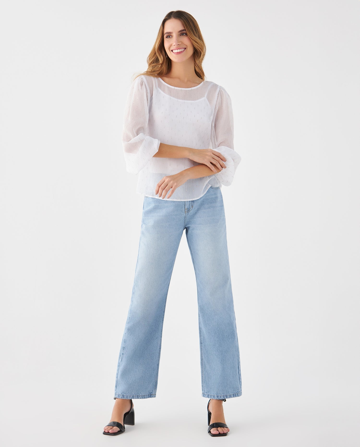 Camisa con detalles brillantes para mujer - Crudo