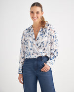 Camisa con estampado abstracto para mujer - Crudo