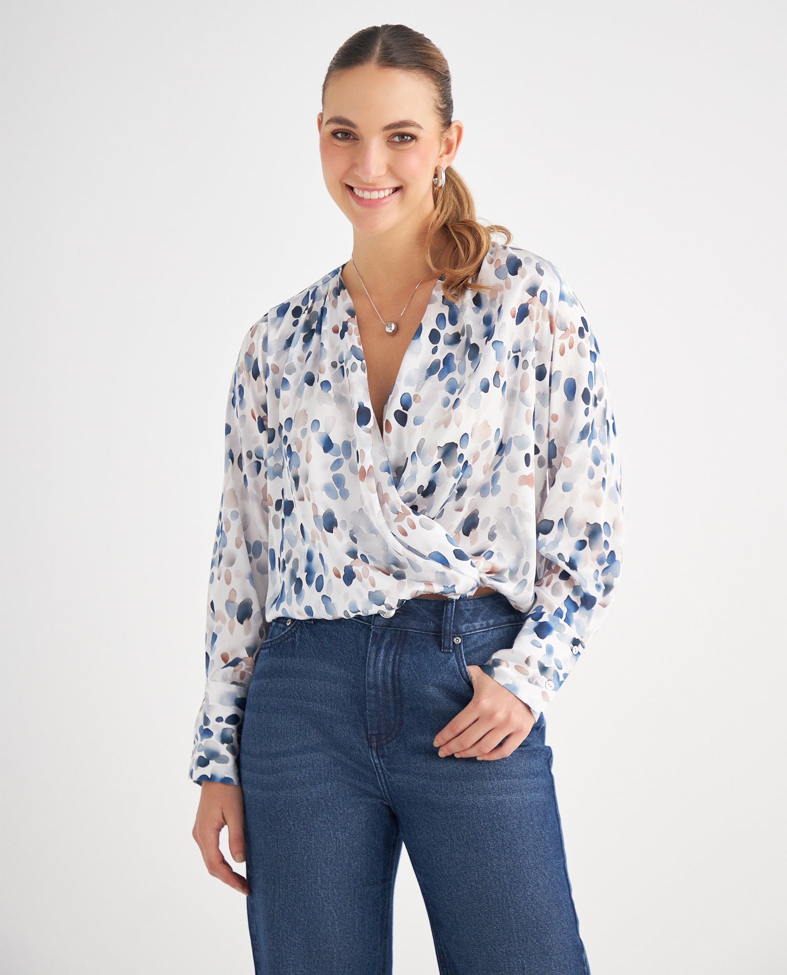 Camisa con estampado abstracto para mujer - Crudo 34_419F050_CRU110604_0