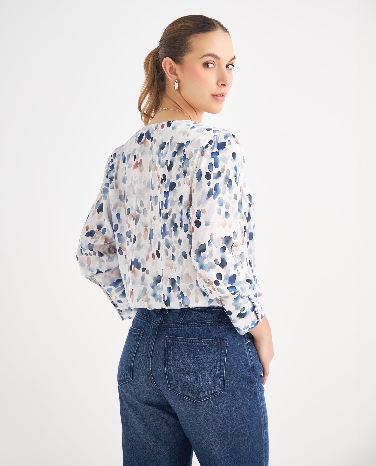 Camisa con estampado abstracto para mujer - Crudo