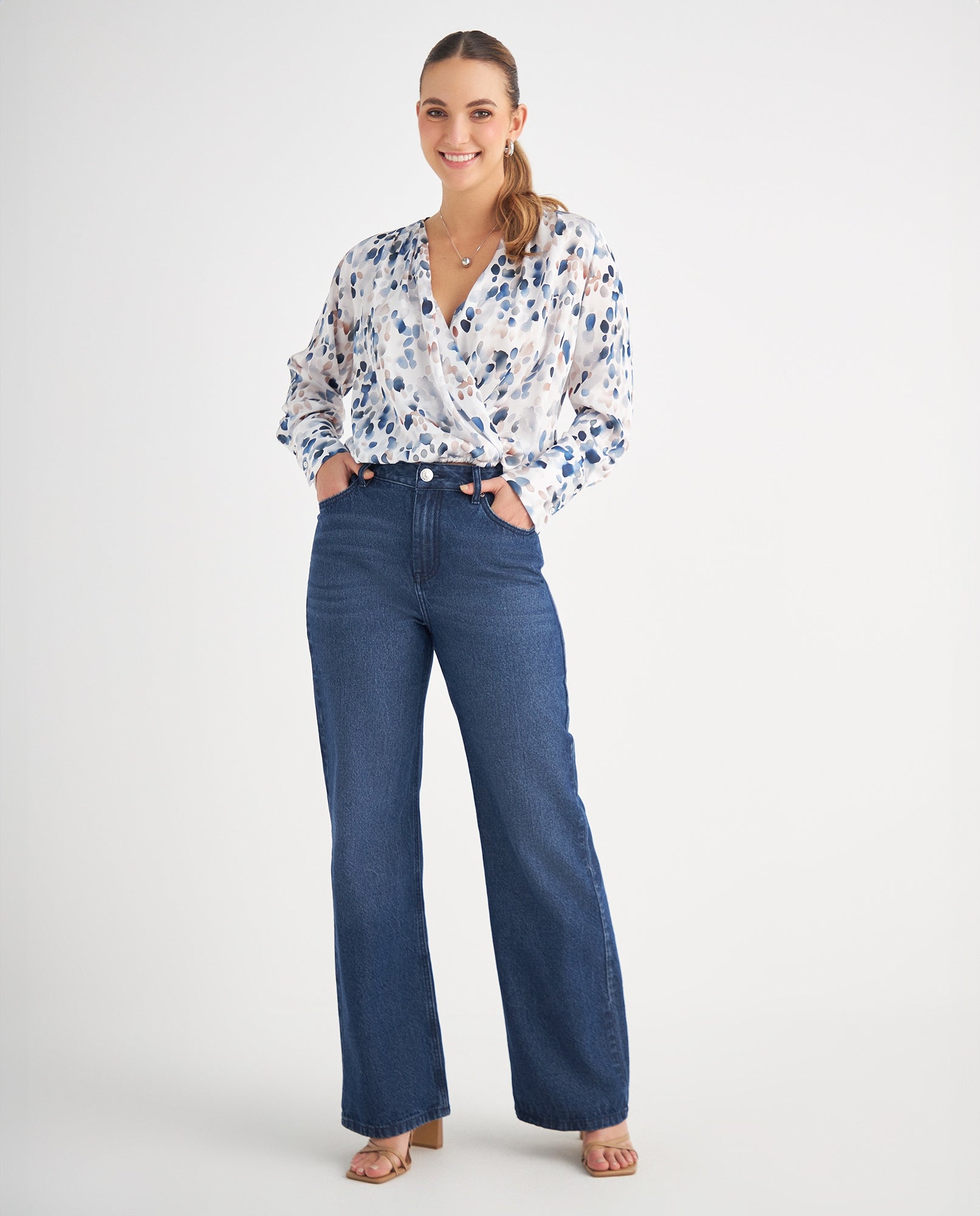 Camisa con estampado abstracto para mujer - Crudo 34_419F050_CRU110604_5