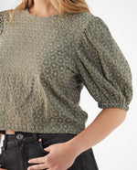 Camisa de manga con volumen para mujer - Verde