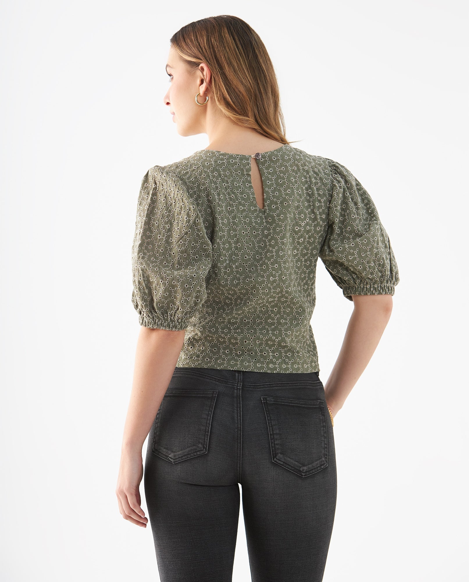 Camisa de manga con volumen para mujer - Verde 34_419F100_VER114804_4
