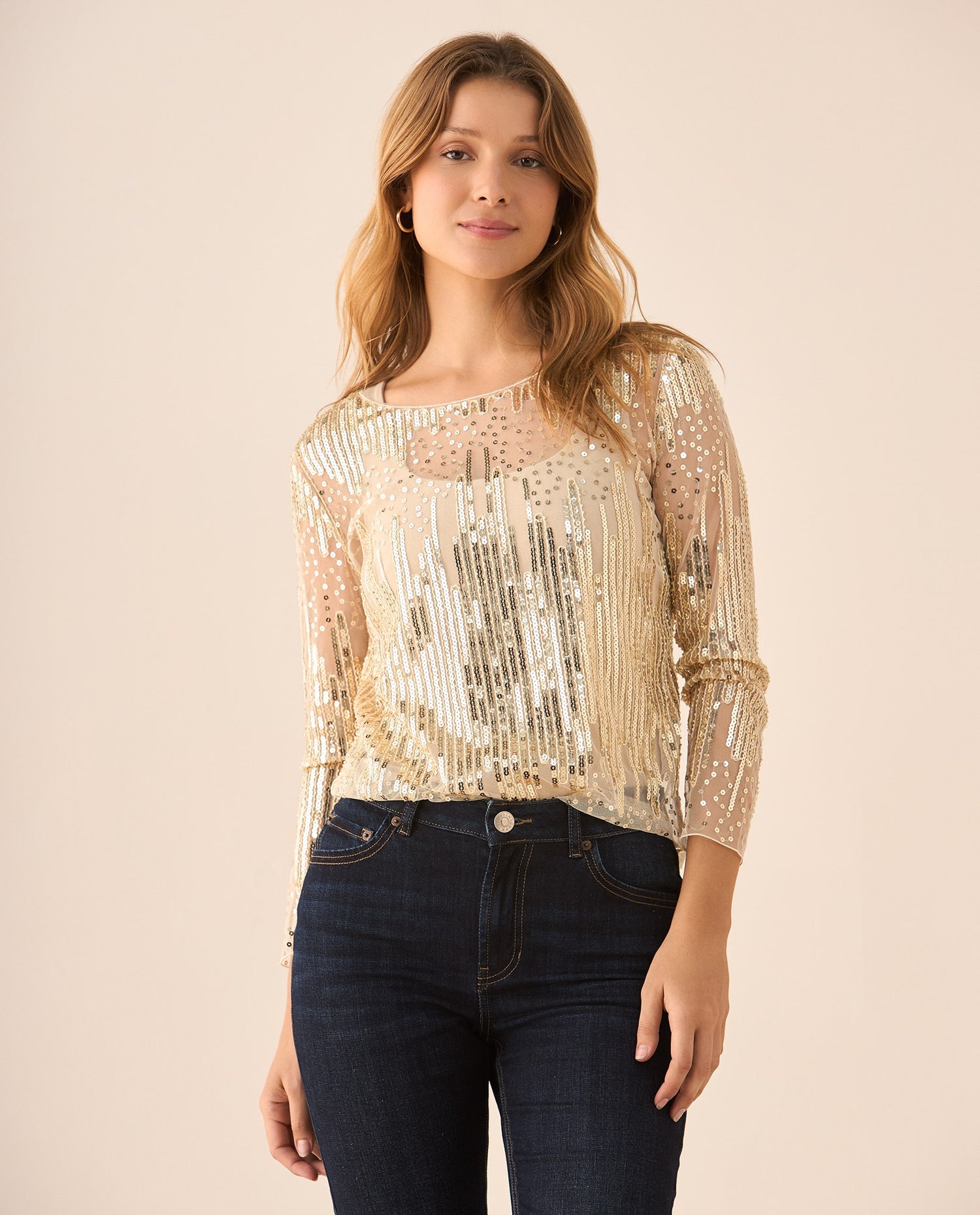 Camisa de tela con transparencia para mujer - Amarillo