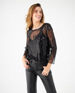 Camisa de tela con transparencia para mujer - Negro