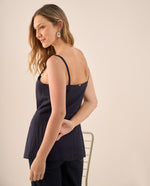 Top Azul con Tirantes y Corte Peplum - Azul