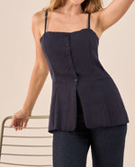 Top Azul con Tirantes y Corte Peplum - Azul