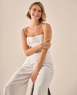 Camisa Rayas con Tirantes Ajustables - Blanco