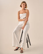 Camisa Rayas con Tirantes Ajustables - Blanco