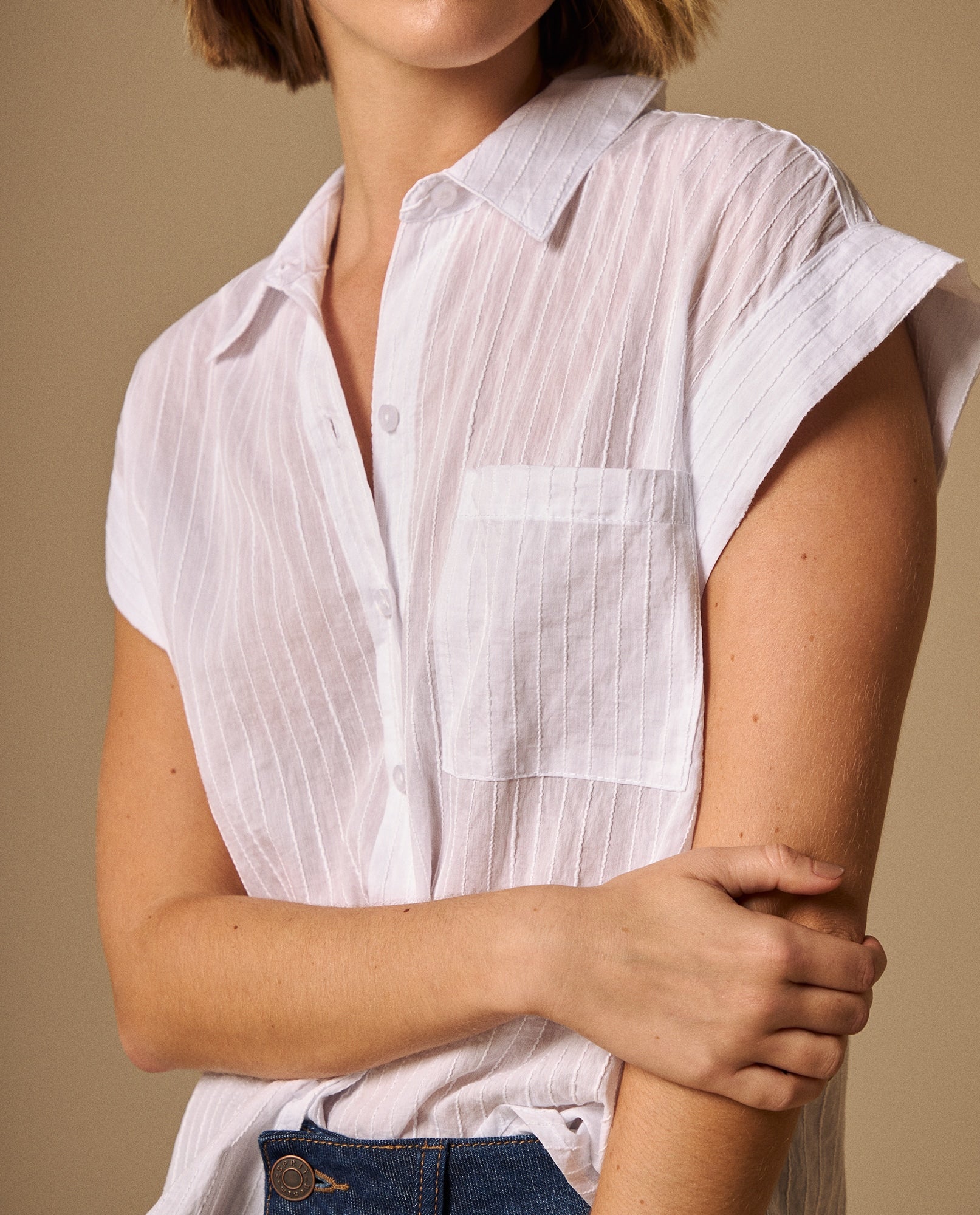 Camisa con Rayas Texturizadas - Blanco 34_419G021_BLA110601_0