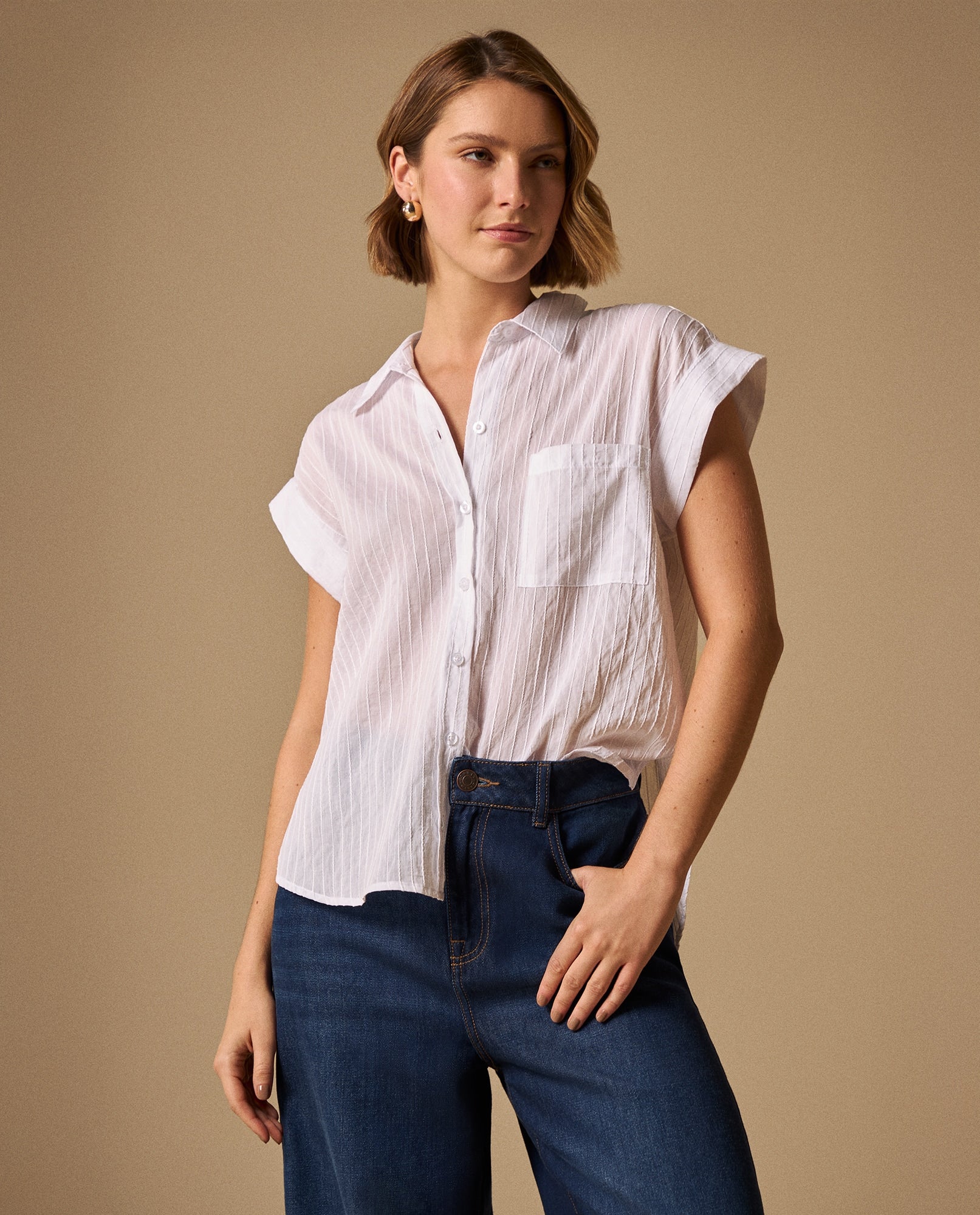 Camisa con Rayas Texturizadas - Blanco 34_419G021_BLA110601_3