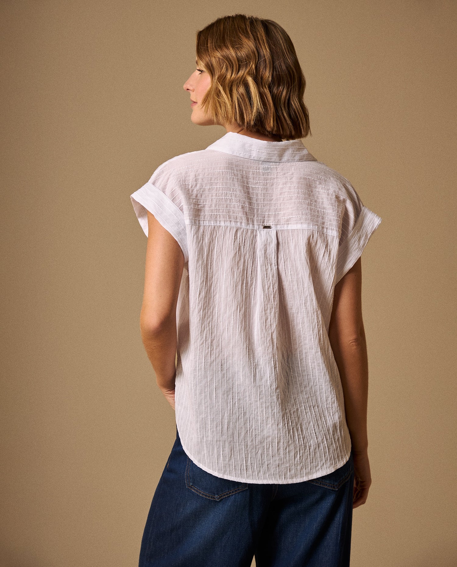 Camisa con Rayas Texturizadas - Blanco