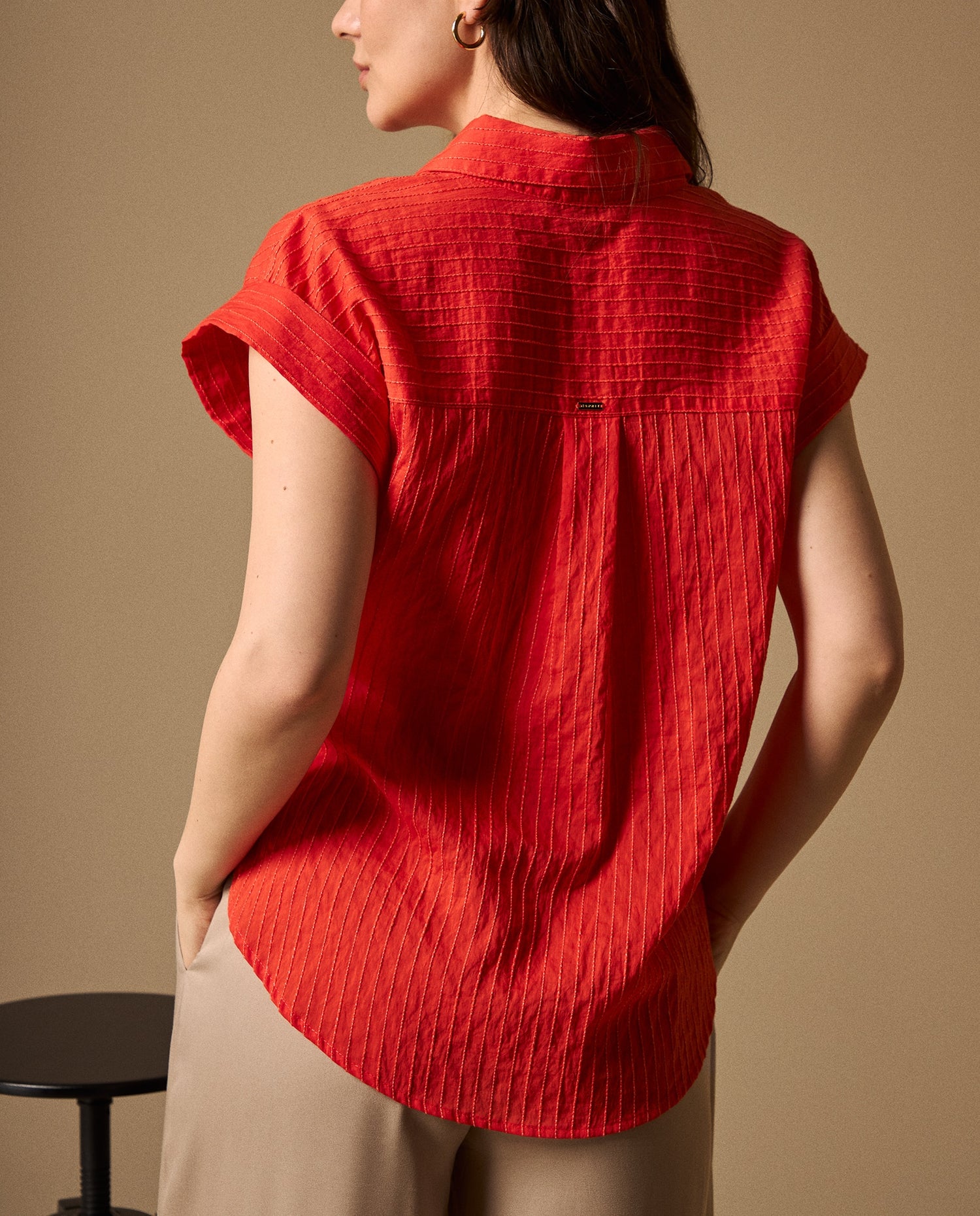 Camisa con Rayas Texturizadas - Rojo
