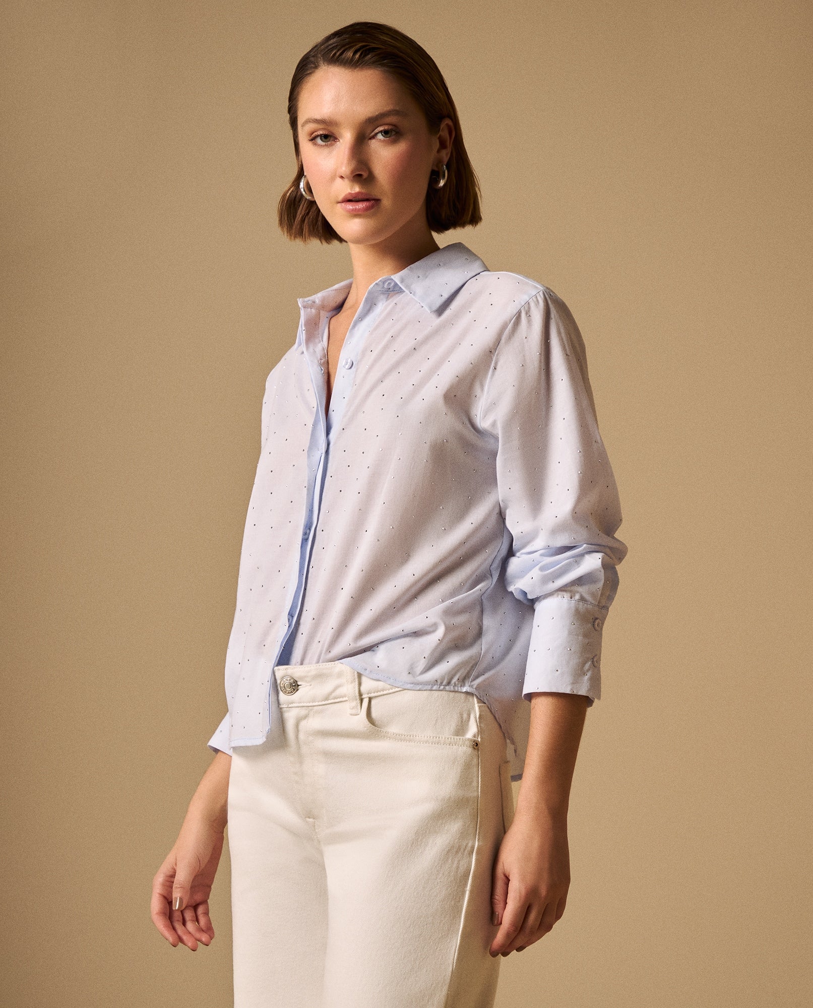 Camisa con Micro Puntos Negros - Azul 34_419G027_AZU134304_0