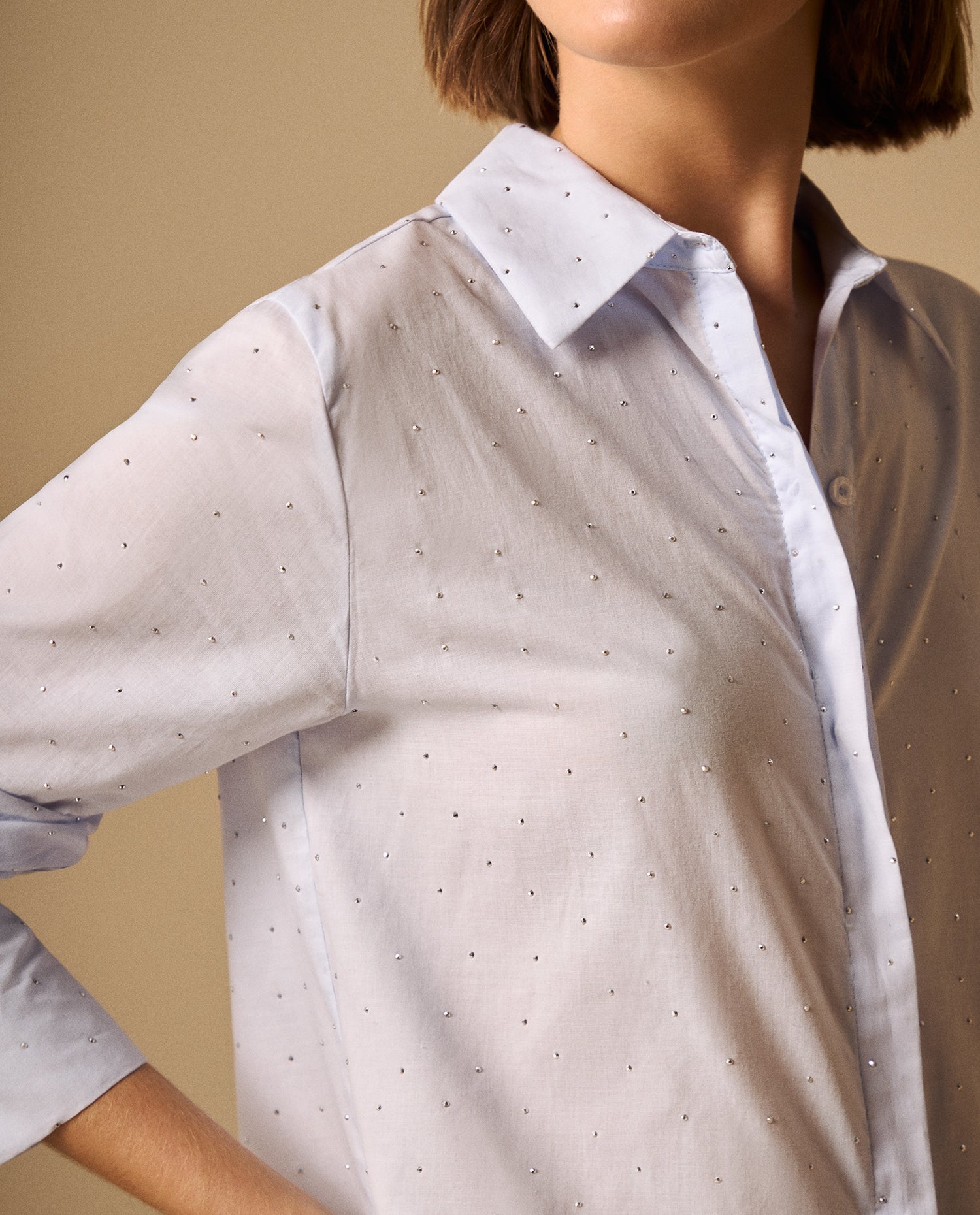 Camisa con Micro Puntos Negros - Azul