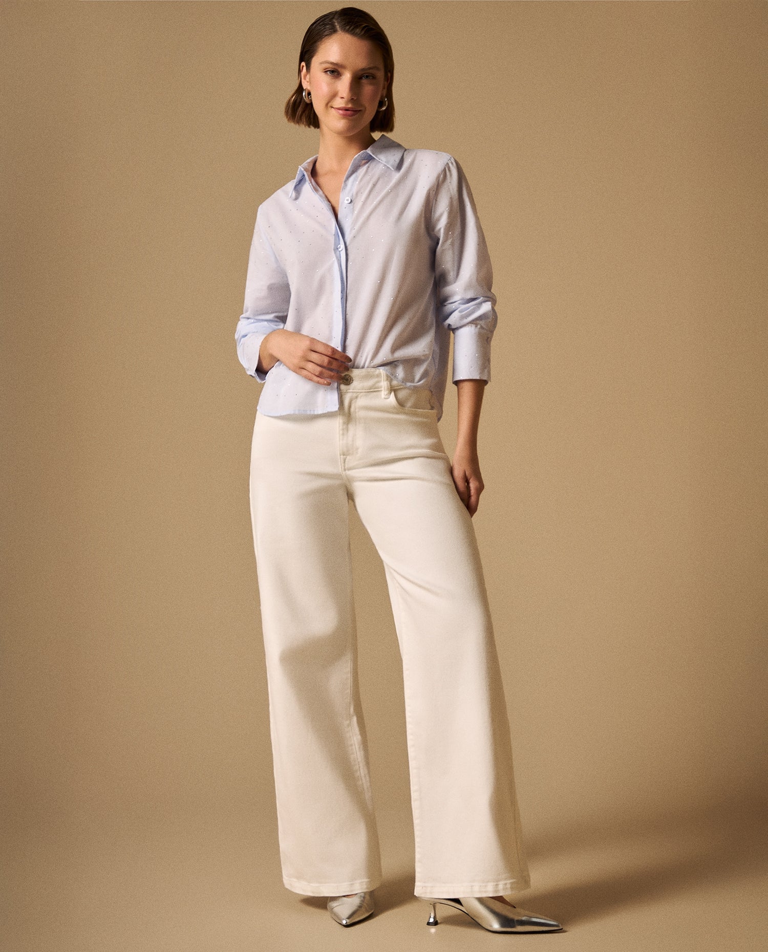 Camisa con Micro Puntos Negros - Azul