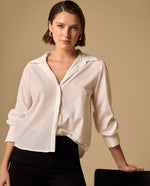 Camisa con Micro Puntos Negros - Blanco