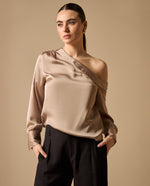 Camisa Asimétrica Verde Off-Shoulder - Verde
