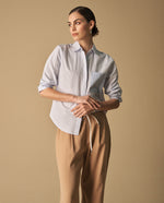 Camisa Rayas con Bordado Posterior - Blanco