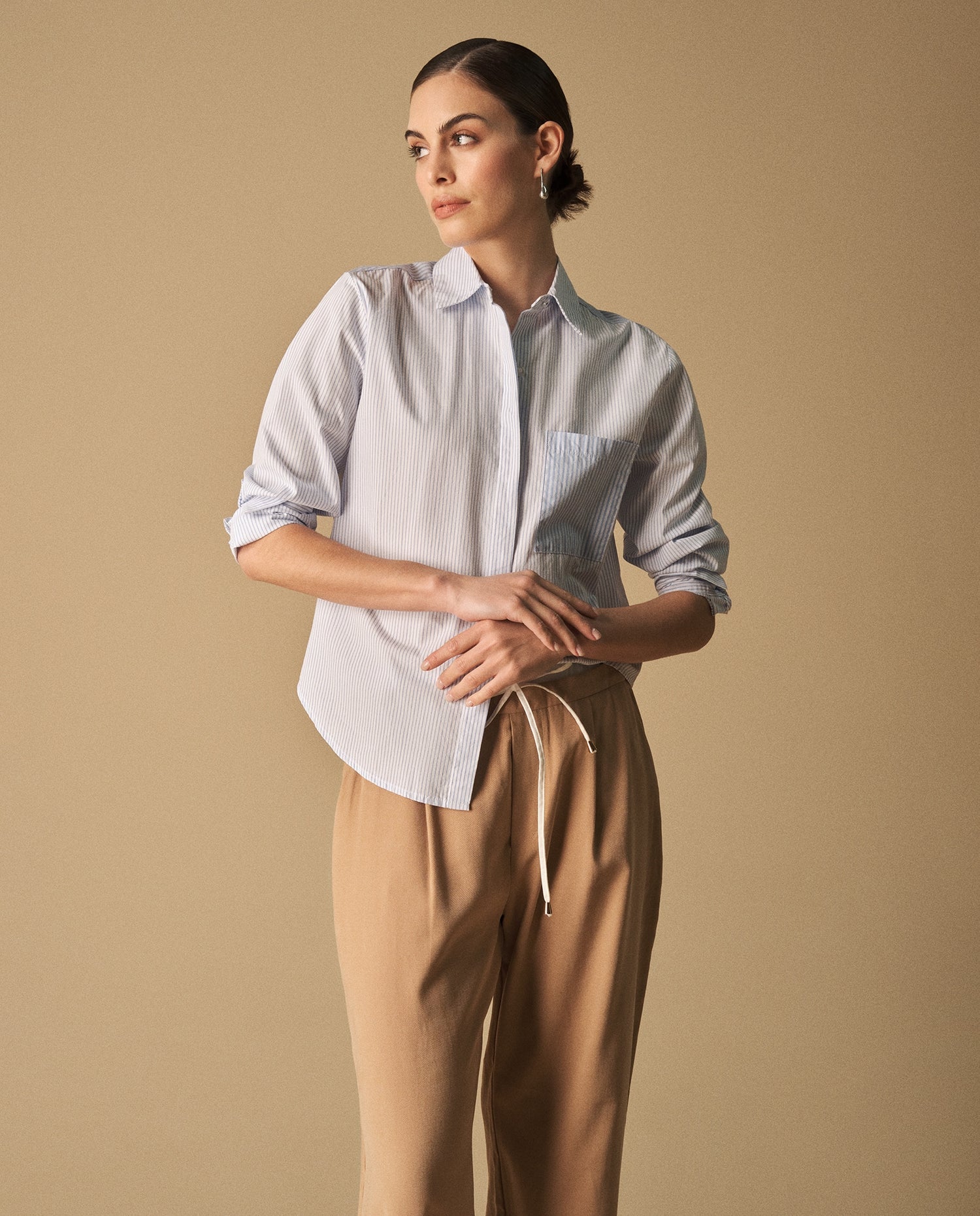 Camisa Rayas con Bordado Posterior - Blanco