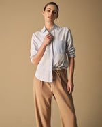 Camisa Rayas con Bordado Posterior - Blanco