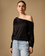 Camisa Asimétrica Puntos Negros - Negro