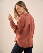 Camisa Naranja Fluida de Manga Larga - Naranja
