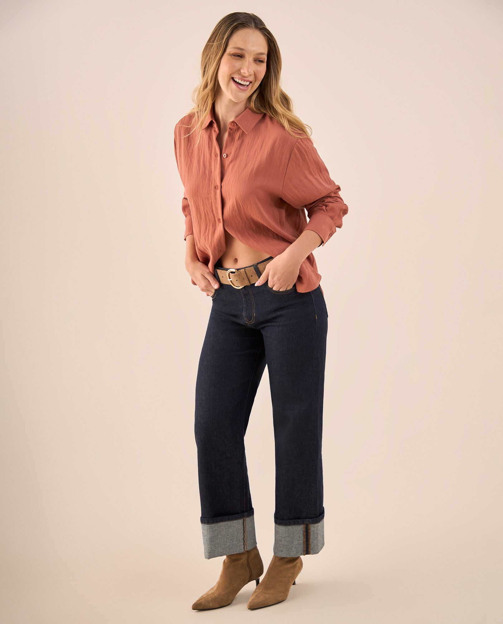 Camisa Naranja Fluida de Manga Larga - Naranja 34_419G041_NAR181433_5