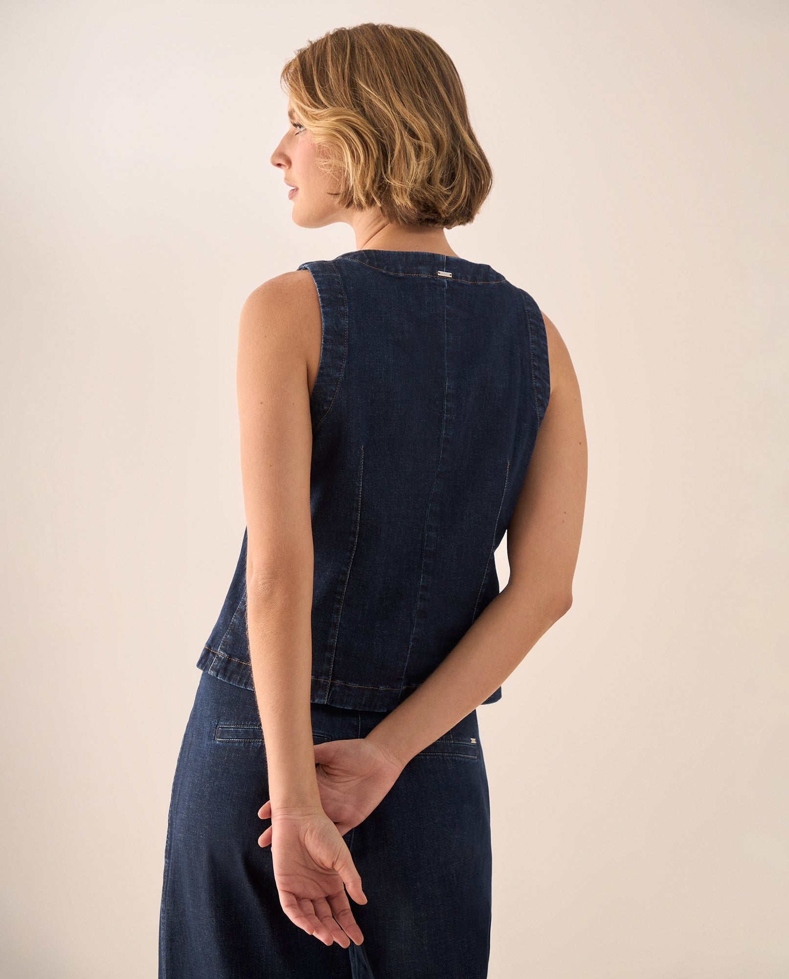 Camisa Denim Sin Mangas con Botones Ovalados - Azul 34_419G045_AZU193933_4