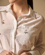 Camisa Blanca con Aplicaciones Brillantes - Blanco