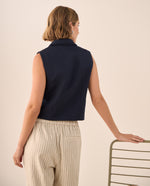 Camisa Crop Azul Marino Sin Mangas - Azul