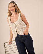 Camisa Sin Mangas Rayas Beige - Beige