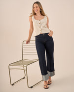 Camisa Sin Mangas Rayas Beige - Beige