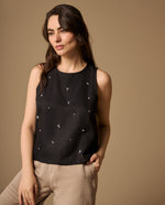 Blusa Negra con Aplicaciones Brillantes - Negro