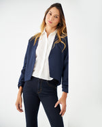 Blazer con detalles bordados para mujer - Azul