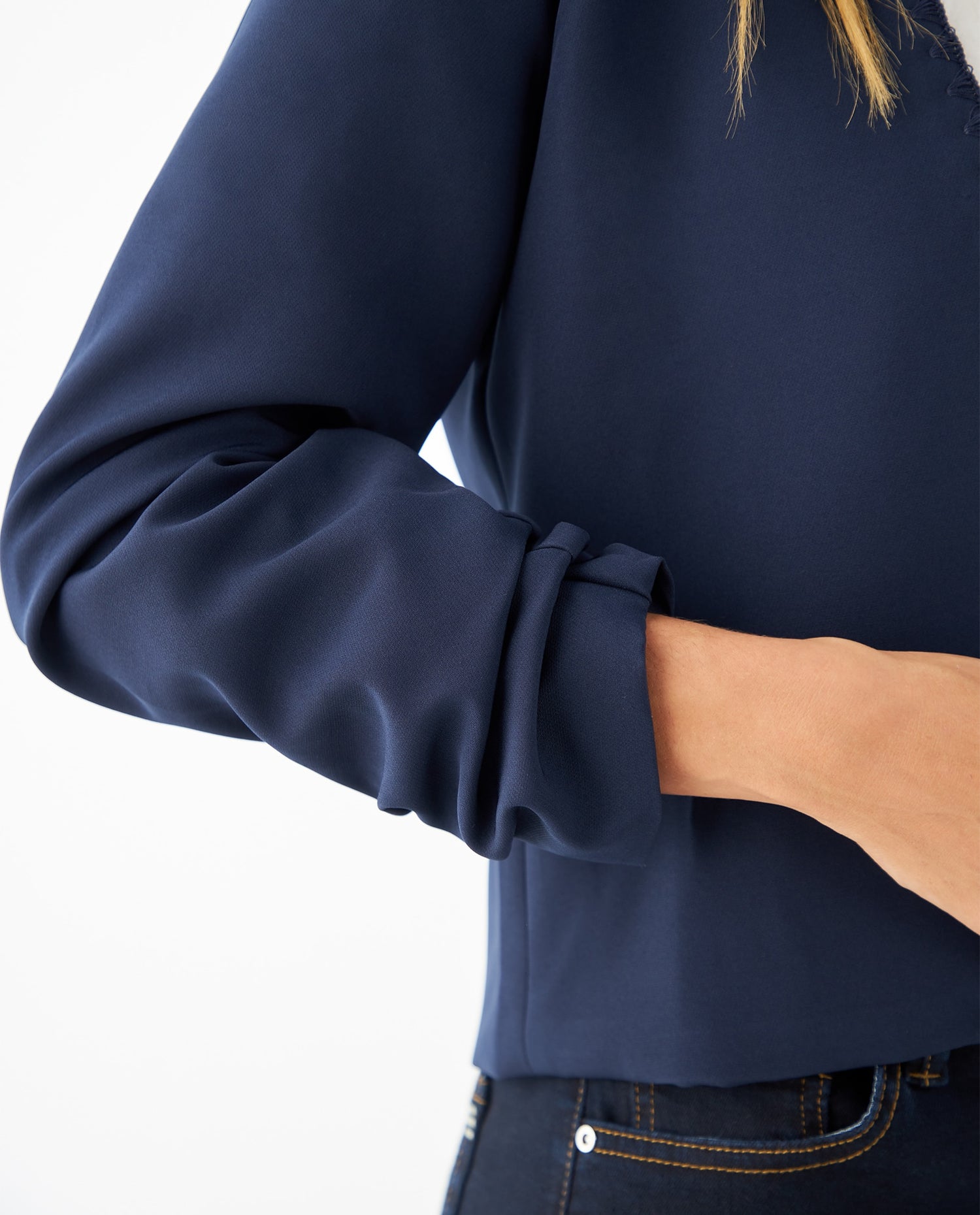 Blazer con detalles bordados para mujer - Azul