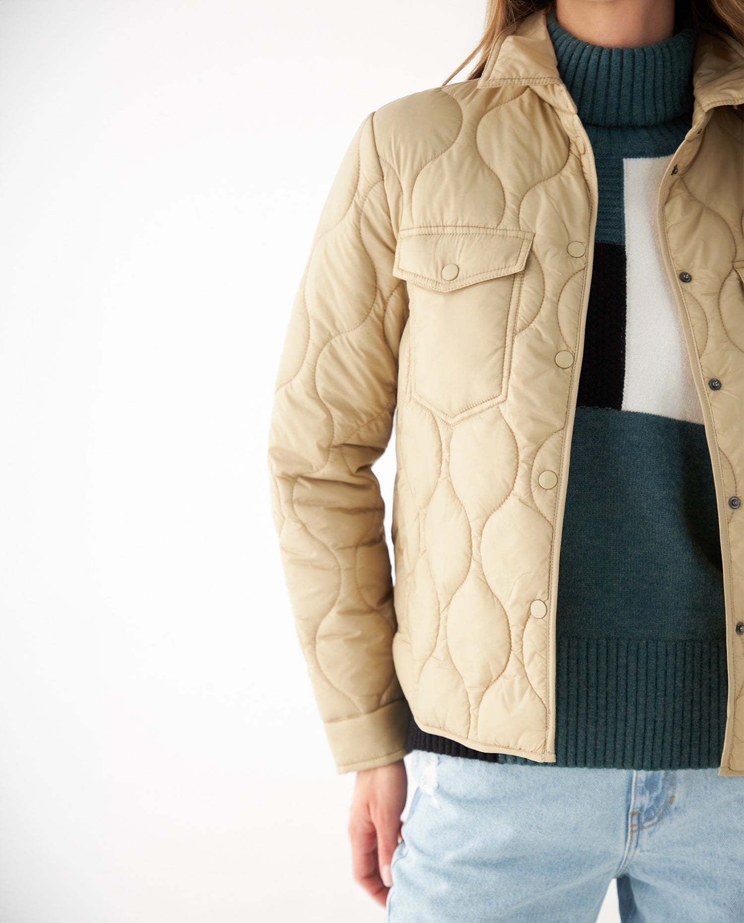 Chaqueta abullonada para mujer - Beige