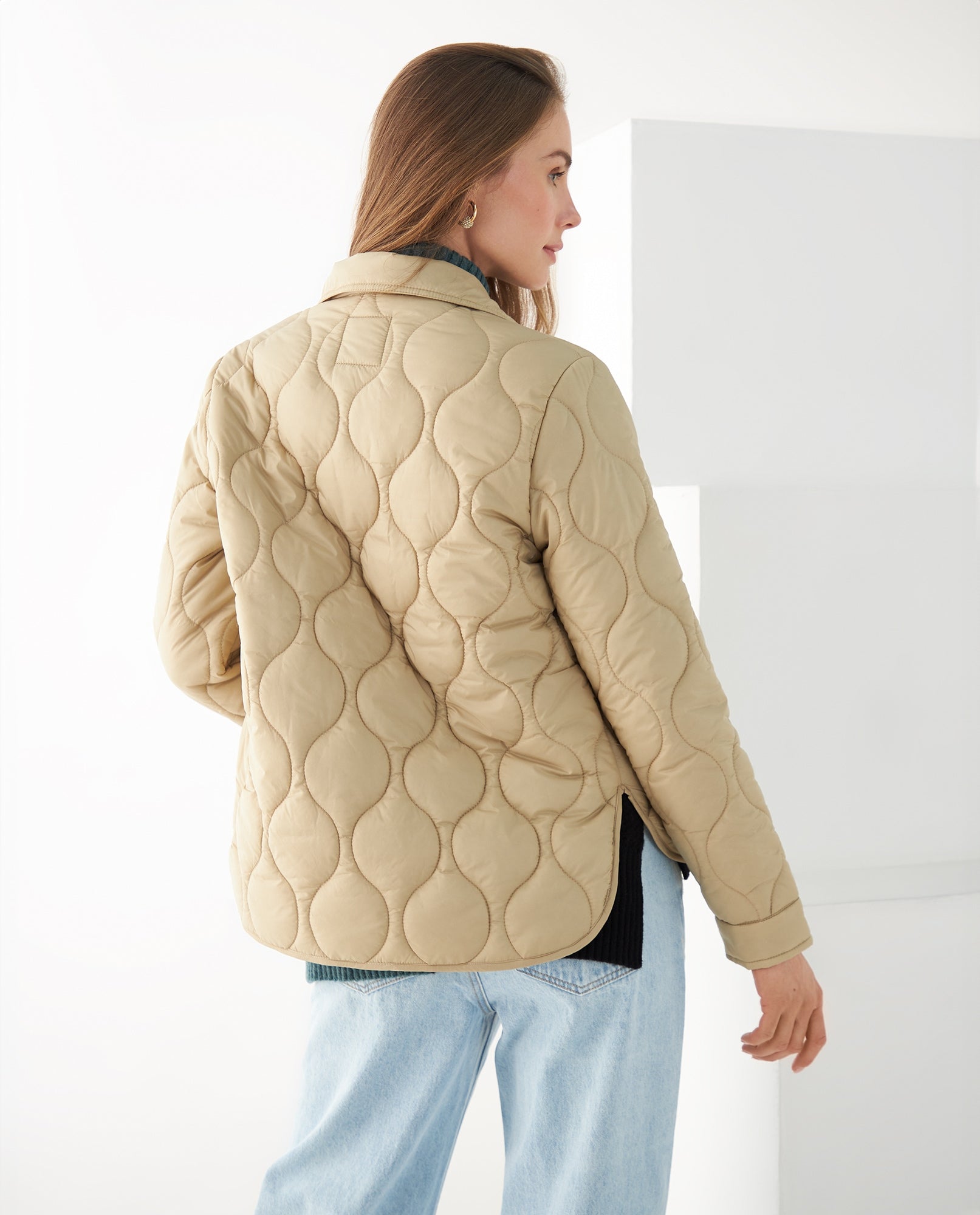 Chaqueta abullonada para mujer - Beige 34_421F200_BEI130607_4