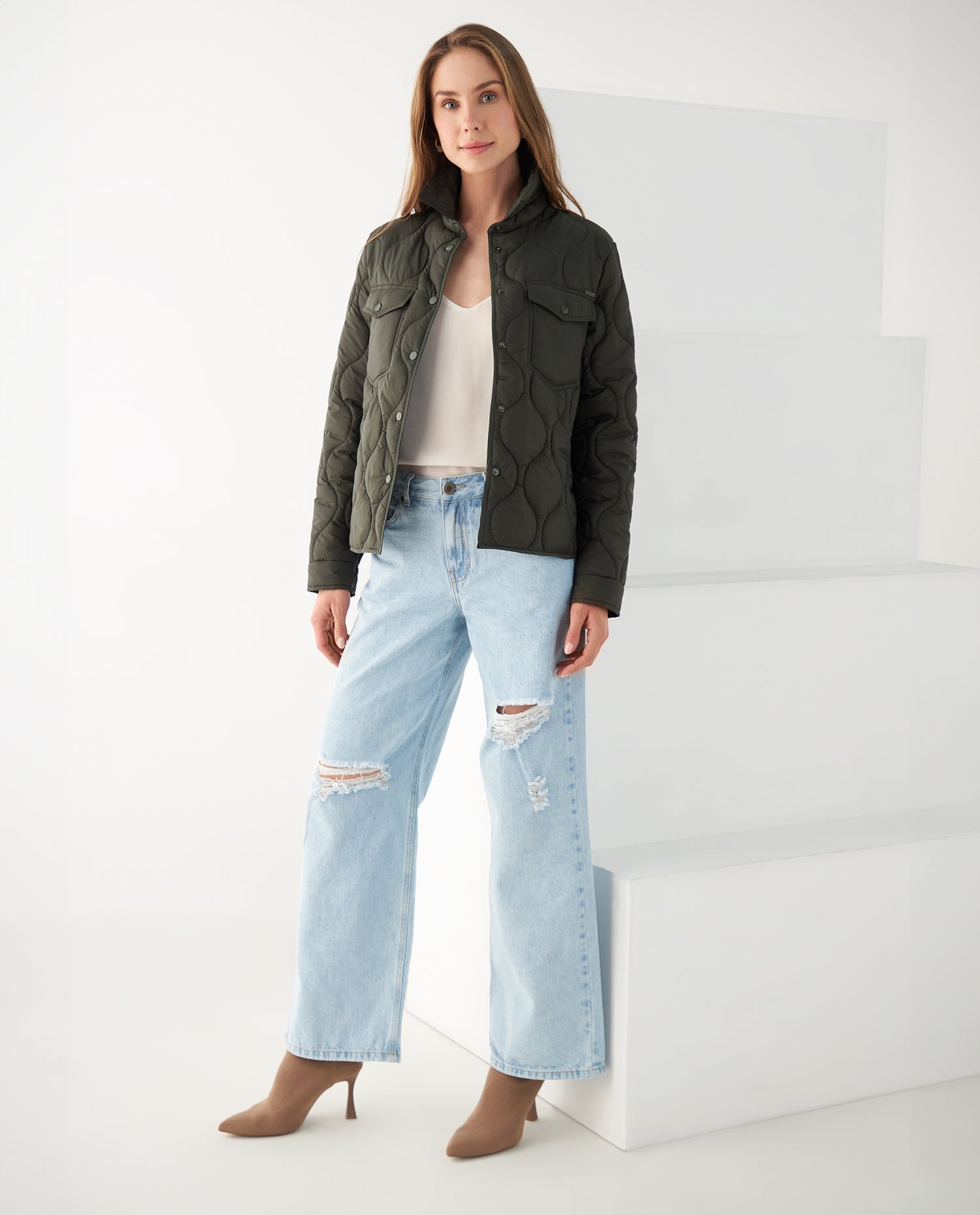 Chaqueta abullonada para mujer - Verde
