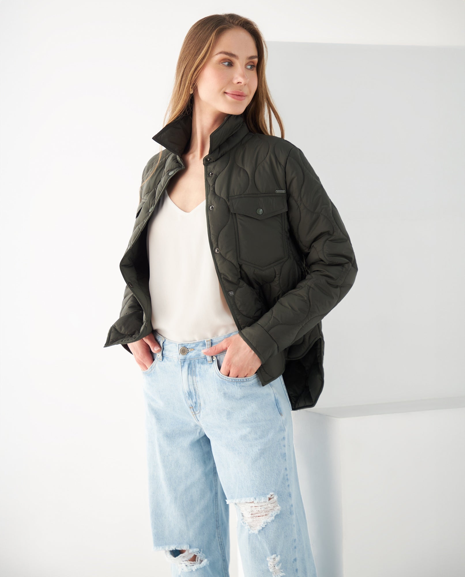 Chaqueta abullonada para mujer - Verde 34_421F200_VER160430_6