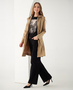 Chaqueta larga con capucha para mujer - Caqui
