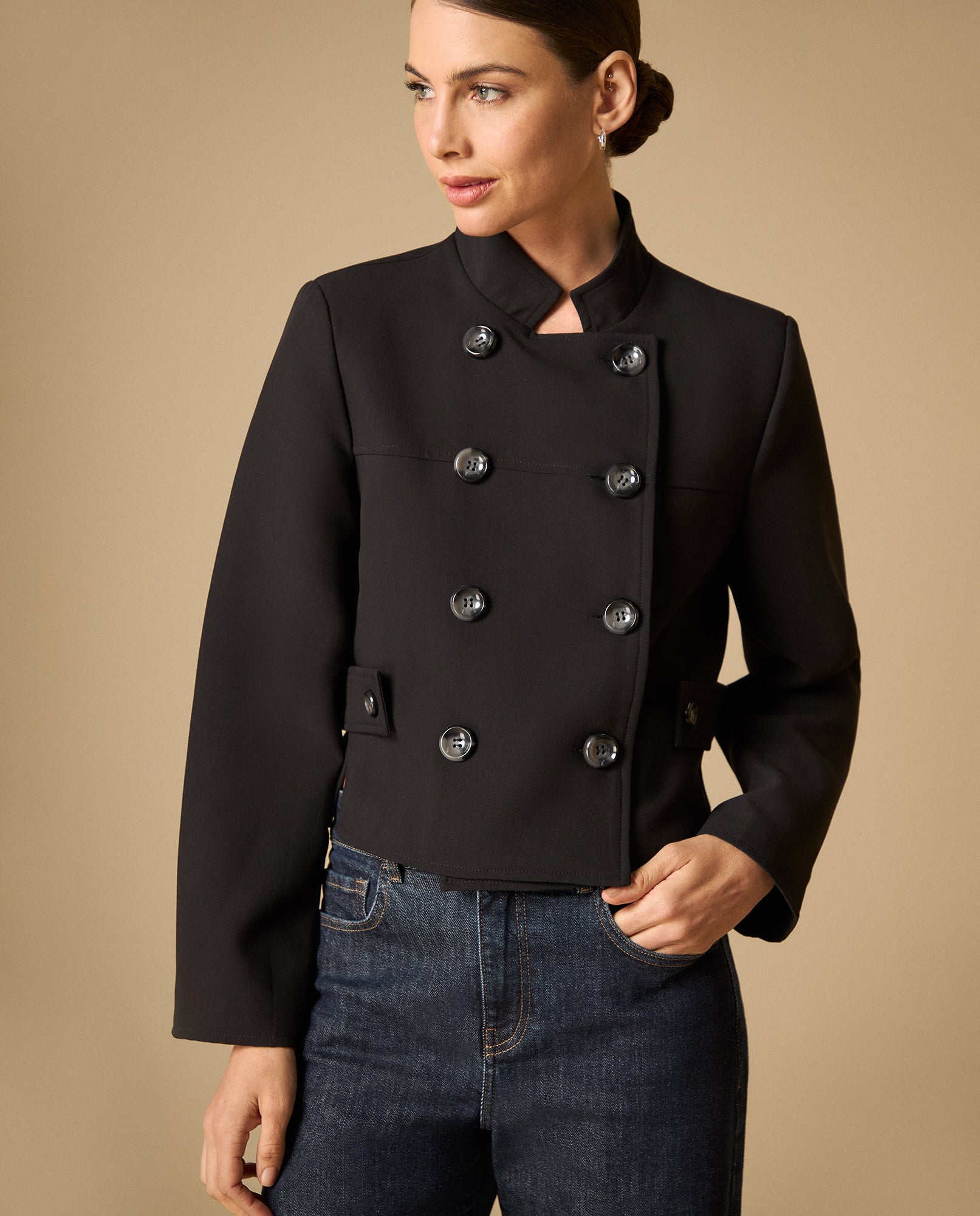 Chaqueta tipo Chanel sin cierre largo medio - Negro 34_421H200_NEG190303_3