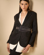 Blazer silueta trench con solapas - Negro