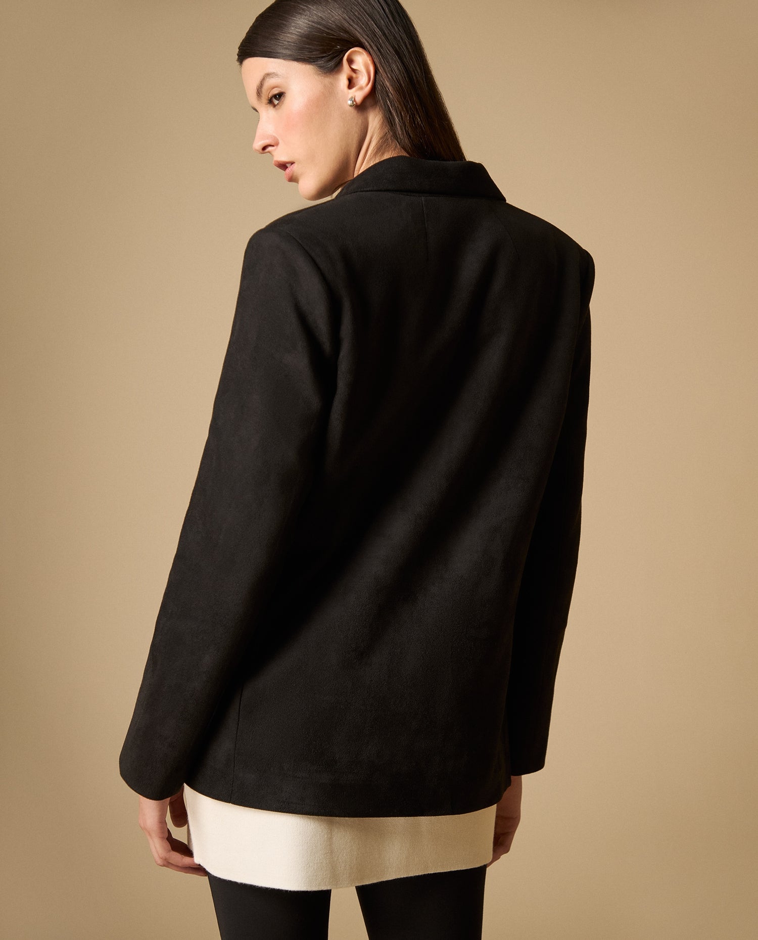 Blazer silueta trench con solapas - Negro